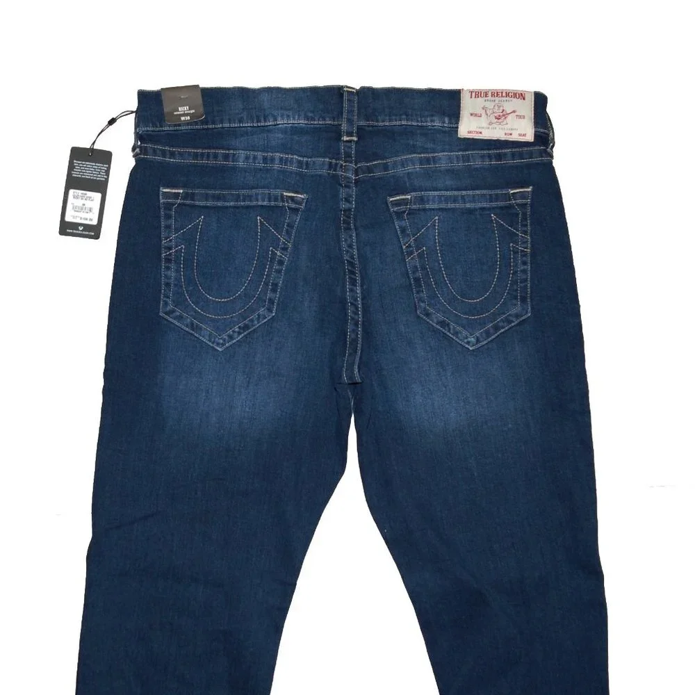 NWT True Religion Men's Dark Wash Ricky SN No Flap Jeans 38